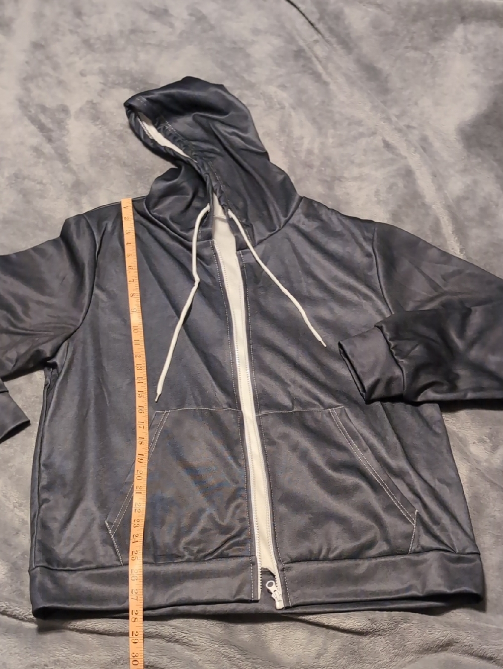 Cute Dino Black Hooded Zip-Up Jacket with White Drawstrings 2XL